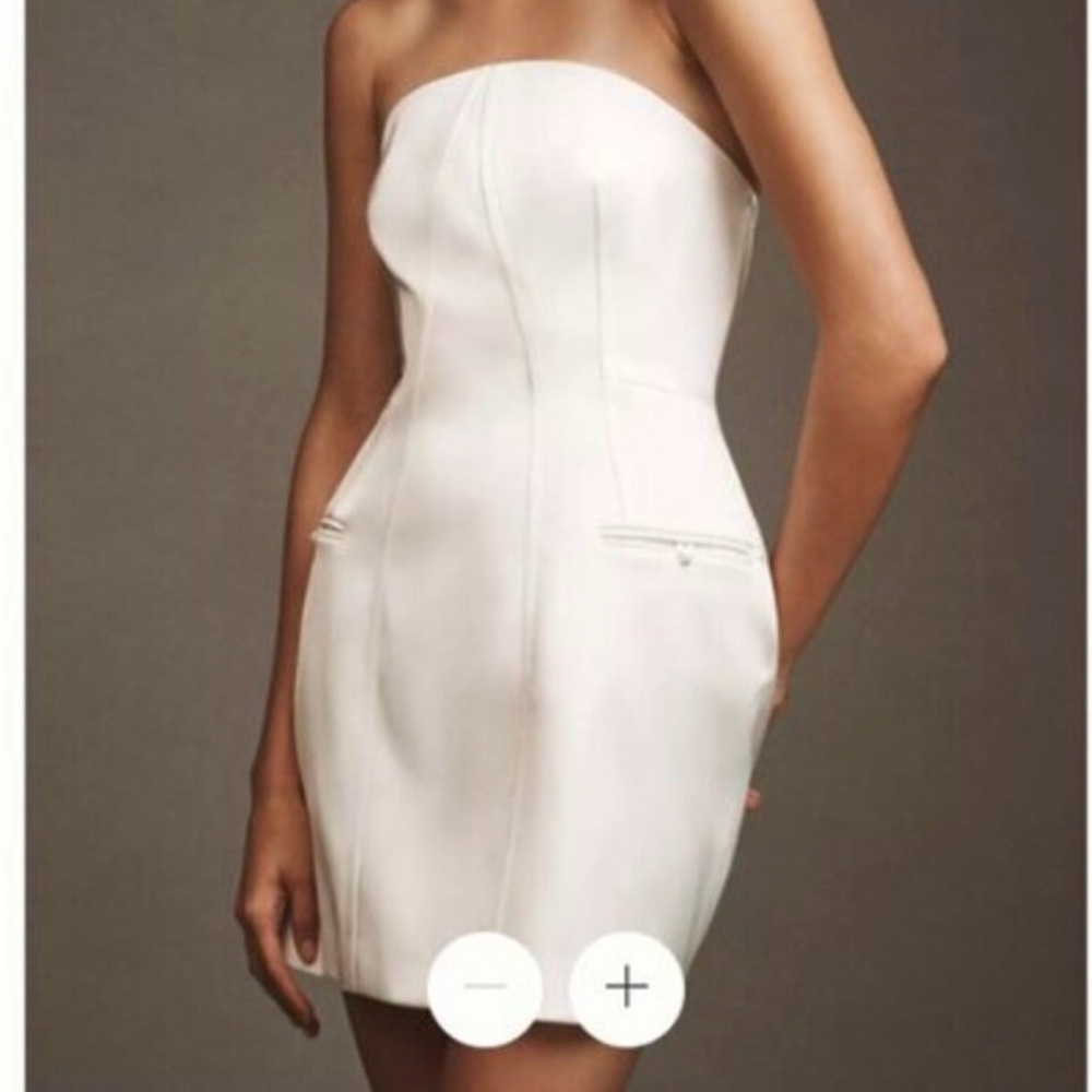 BHLDN by Anthropology Strapless White Satin Mini Dress